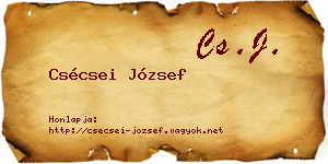 Csécsei József névjegykártya